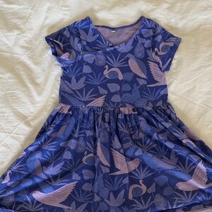 Tea Collection Girls' Purple Bird Print Dress Size 8